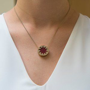 House Of Harlow 1960 14KT Y/G Burgundy Sunburst